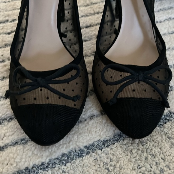 Like new Zara mesh dot and cap toe with bow, black heels 39 - Picture 5 of 5